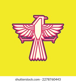 flying bird horned eagle hunting prey modern geometric colorful abstract logo design vector