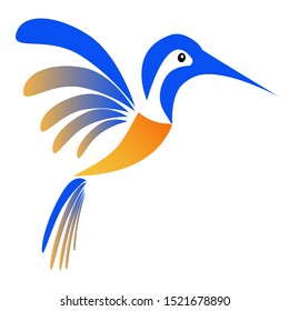 Flying Bird, Hummingbird Logo Elegant design vector template. Bird Abstract Logo design vector design,  Cosmetics Fashion Luxury Logotype concept icon - vector

