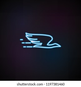 flying bird icon in neon style. One of Speed collection icon can be used for UI, UX