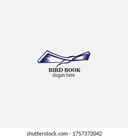 Flying bird illustration book logo template. vector design