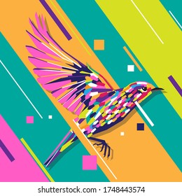 flying bird illustration with colorful concept, creative and beautiful