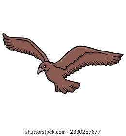 flying bird illustration,
isolated on white background.Top view