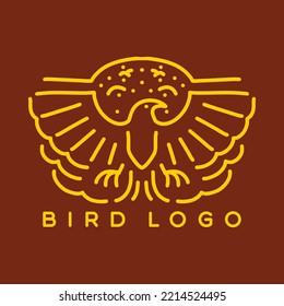 Flying Bird-Illustration Monoline-Vektorlogo, Animal Vintage-Button, kreatives Emblem-Design für Unternehmen