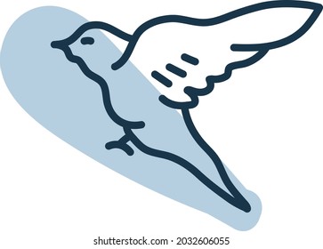 Ave volador, ilustración, vector, sobre un fondo blanco.