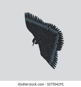 flying bird isolated on background vector hand-drawing