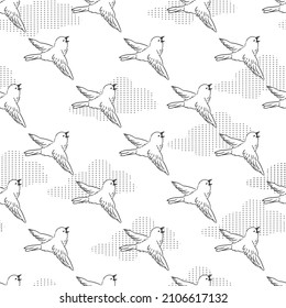 Flying Bird Journey to The Sky Vector Graphic Seamless Pattern can be use for background and apparel design