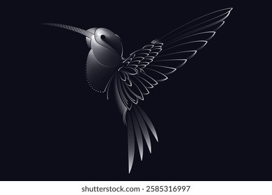 Flying Bird Kingfisher, Abstract linear design logo. luxury mascot vector template, Barn owl flying over black background, illustration Golden border tattoo over black background.