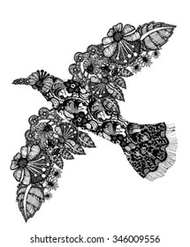 flying bird with lace texture