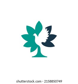 
Flying bird and leaf logo