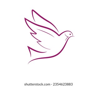 Flying bird line art icon with purity and simplicity