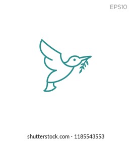 flying bird line art logo template