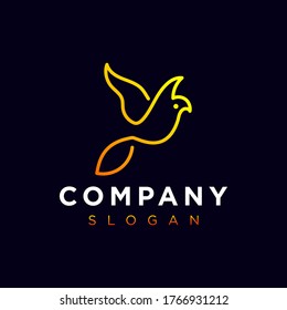 flying bird Line art vector logo design for any related business
