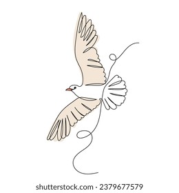 flying bird, line drawing, sketch isolated vector