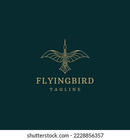 Flying bird line logo icon design template flat vector