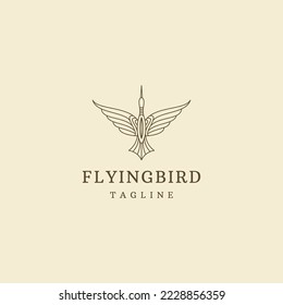 Flying bird line logo icon design template flat vector