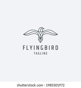 Flying bird with line style logo icon design template vector illustration