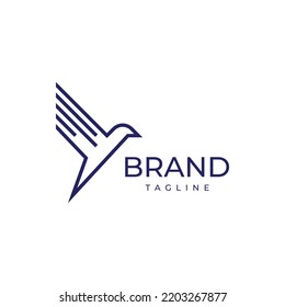 flying bird line vector logo design