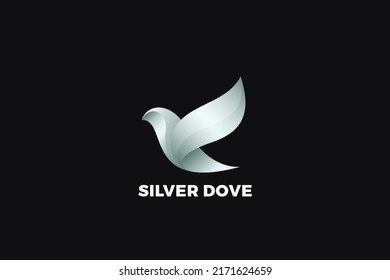 Flying Bird Logo Abstract Luxury Fashion Jewelry  Design vector template 3D style. Dove Pigeon Eagle Wings Logotype concept icon.