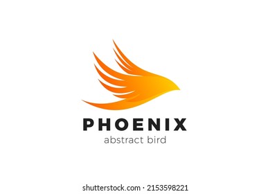 Flying Bird Logo Abstract Phoenix Design vector template. Elegant silhouette Eagle Falcon Wings Logotype concept.