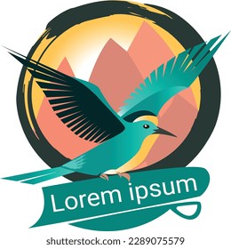 A flying bird logo with a banner that says, I am flying on it