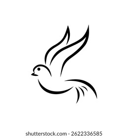 Flying bird logo black color and white background
