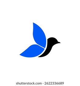 Flying bird logo black color and white background