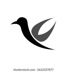 Logotipo do pássaro voador cor preta e fundo branco