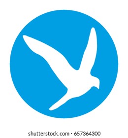 The flying bird logo in a blue circle in vector.