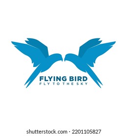 Flying bird logo. Logo with flying blue bird concept. logo with minimalist and modern style. suitable for business