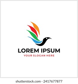 flying bird logo with colored wings.Vector abstract bird in flight can be used for branding or logo of a modern minimalist concept brand