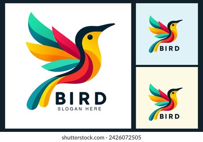 Flying bird logo with colorful concept, gradient colorful style