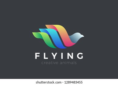 Flying Bird Logo Colorful design vector template. Dove Swan Pigeon Cosmetics Fashion Luxury Logotype concept icon.