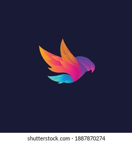 Flying Bird Logo Colorful design vector template. Dove Swan Pigeon Cosmetics Fashion Luxury Logotype concept icon.