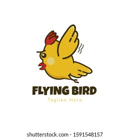 Flying bird logo, cute yellow birds fly
