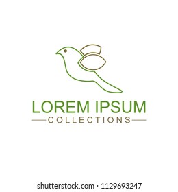 Flying Bird Logo design abstract vector template linear style. Dove Pigeon Logotype concept outline icon.