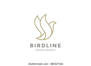 Flying Bird Logo design abstract vector template linear style.
Dove Pigeon Logotype concept outline icon.