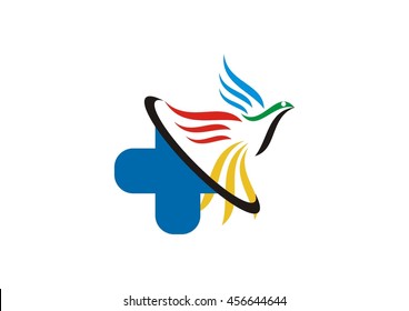 Flying Bird Logo design abstract vector template linear style. Dove Pigeon Logotype concept outline icon