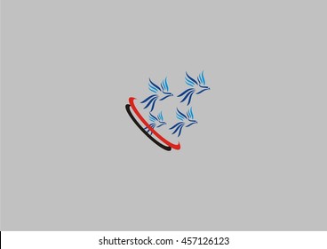 Flying Bird Logo design abstract vector template linear style. Dove Pigeon Logotype concept outline icon