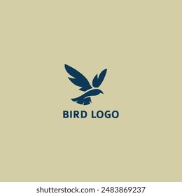 Flying bird logo design in blue.
