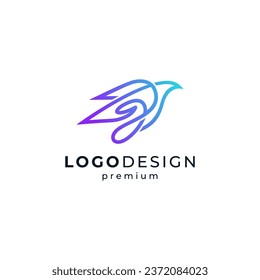 flying bird logo design with line art style	