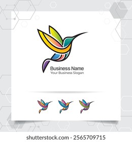 Flying bird logo design in modern style and gradient color. Bird Vector Graphic illustration.