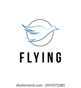 flying bird logo design outline with circle shape
