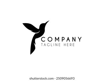 Flying bird logo design, silhouette of black bird logo design vector illustration.