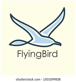 Flying Bird Logo Design, With Simple Line Art Style