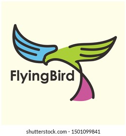 flying bird logo design, with simple line art style