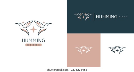 Flying Bird Logo Design With Simple Concept. Hummingbird