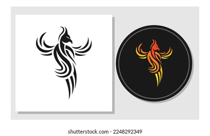 Flying bird logo design with strip