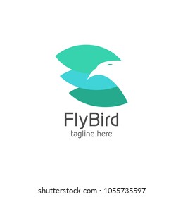 Flying Bird Logo design vector illustration template. Logotype concept outline icon.