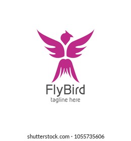 Flying Bird Logo design vector illustration template. Logotype concept outline icon.