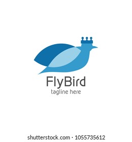 Flying Bird Logo design vector illustration template. Logotype concept outline icon.